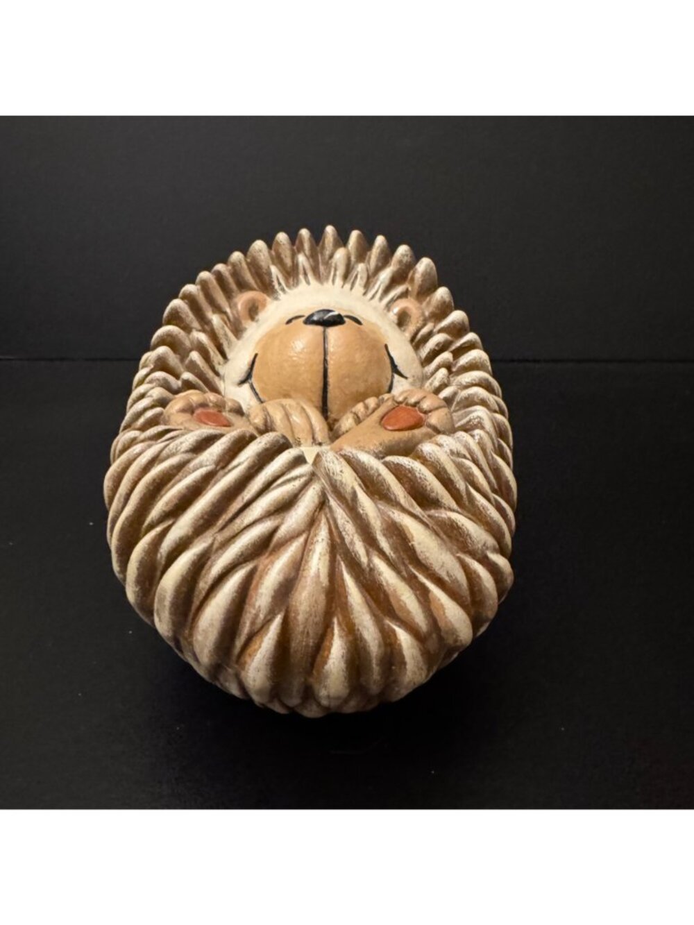 Ceramic Hedgehog Figurine Sculpture In Neutral Brown Tones For Home Decor - Picture 2 of 10